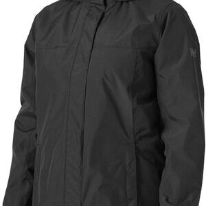 Versatile Women's Waterproof Breathable Long Hooded Rain Jacket in Black